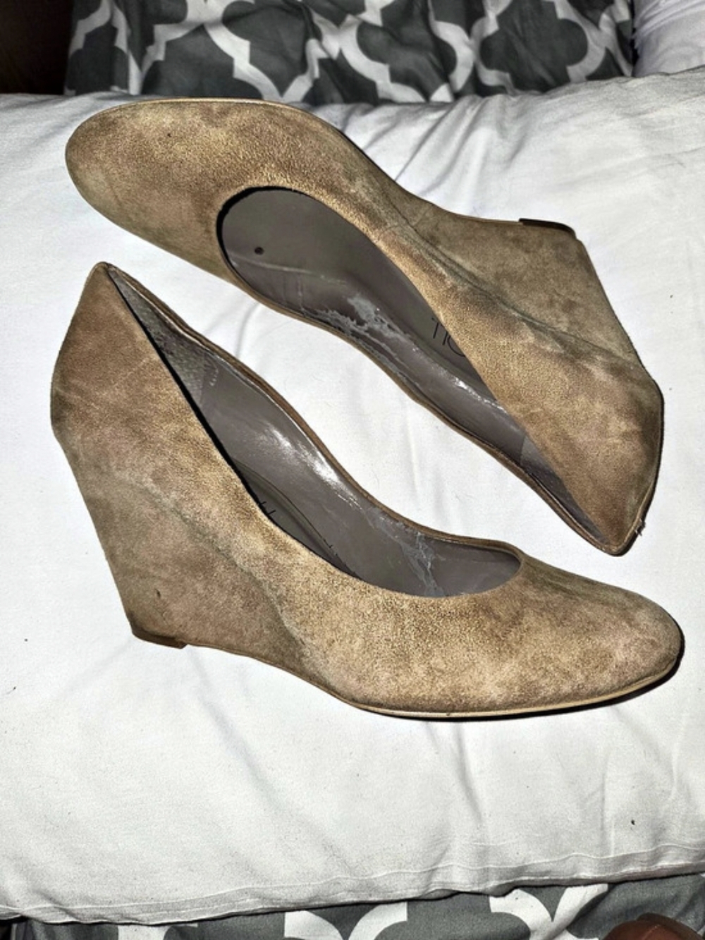 VIA NICOLO Suede Wedge Pumps Brown US 8.5